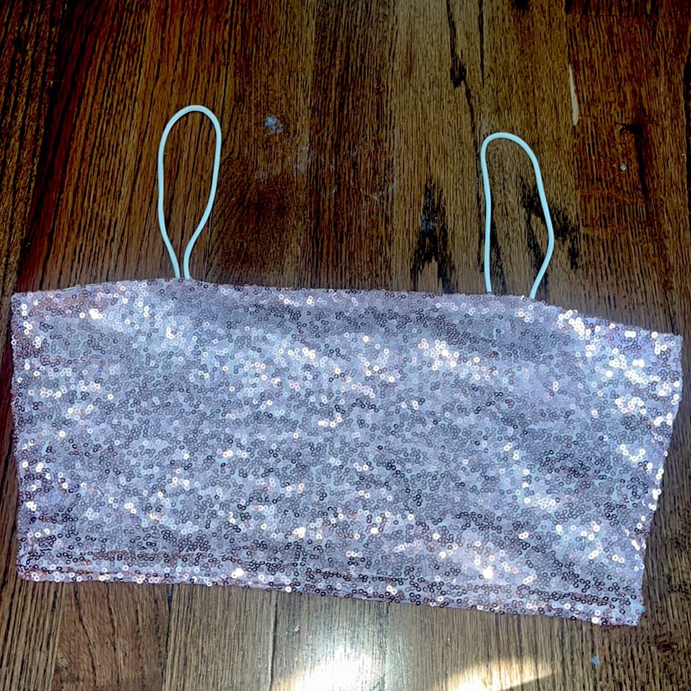 Sparkly baby pink crop top